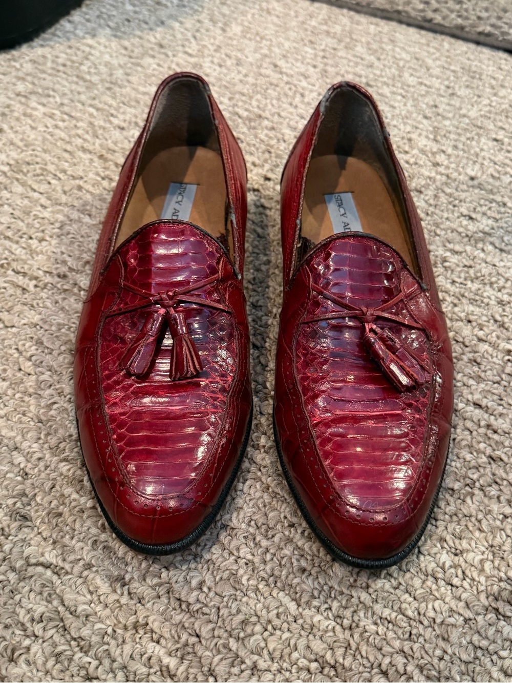 Stacy Adams Genuine Snake And Leather Red Tassel Loafers